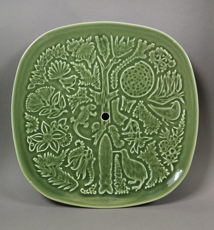 Wall plaque - Flora and Fauna pattern; Studio Ceramics NZ Ltd; Circa 2017; 2017.1.18