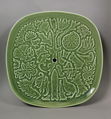 Wall plaque - Flora and Fauna pattern; Studio Ceramics NZ Ltd; Circa 2017; 2017.1.18