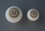 Two handles - Optima pattern; Crown Lynn Technical Ceramics Limited; 1976-1989; 2009.1.1826.1-2