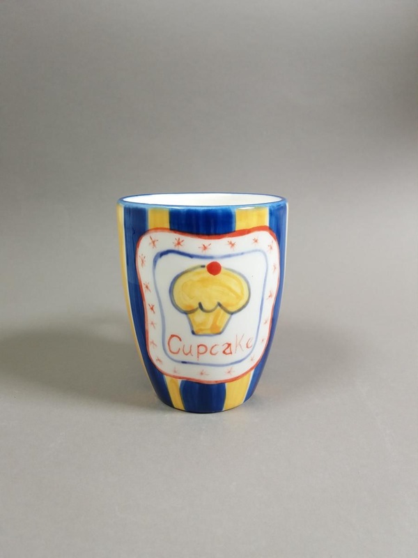 Mug - Cupcake pattern; Studio Ceramics NZ Ltd; 1999; 2017.1.84