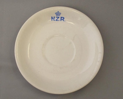 Saucer - New Zealand Railways; Crown Lynn Potteries Limited; 1972; 2015.1.4