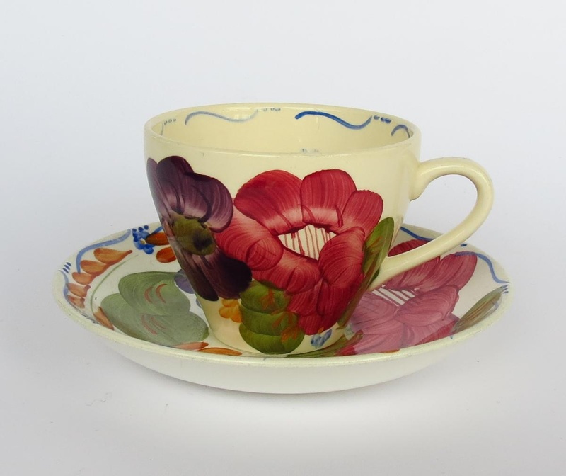 Cup and saucer - Fleurette pattern; Crown Lynn Potteries Limited; 1960-1969; 2016.48.91
