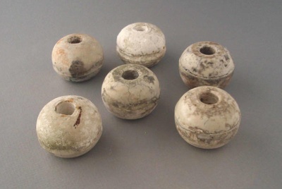 Bobbin insulators x6; Crown Lynn Technical Ceramics Limited; 1930-1965; 2009.1.1295.1-6