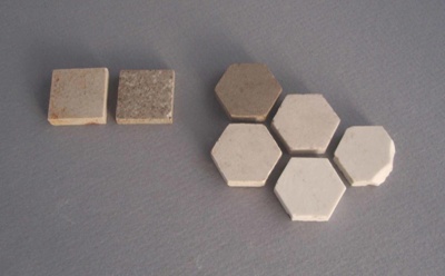 Mosaic tiles x7; Crown Lynn Technical Ceramics Limited; 1960-1980; 2009.1.1695.1-7