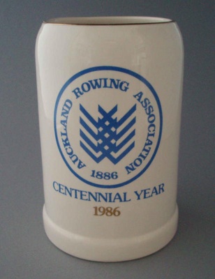 Beer stein - Auckland Rowing Association; Crown Lynn Potteries Limited; 1985-1986; 2008.1.1830