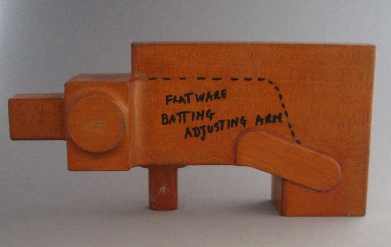 Wooden pattern - flatware batting adjusting arm; Unknown; 1950-1985; 2008.1.2455.1-2