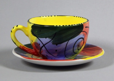 Cup and saucer - Island Bay; Studio Ceramics NZ Ltd; 2017.1.162