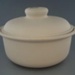 Casserole and lid - bisque; Crown Lynn Potteries Limited; 1976-1989; 2009.1.761.1-2