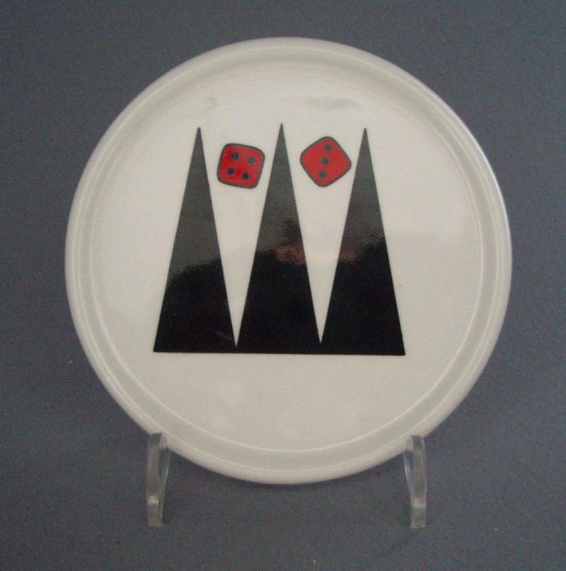Coaster - backgammon; Crown Lynn Potteries Limited; 1988-1989; 2008.1.2620