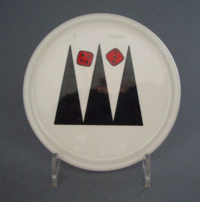 Coaster - backgammon; Crown Lynn Potteries Limited; 1988-1989; 2008.1.2620