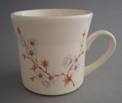 Cup - Apple Blossom pattern; Crown Lynn Potteries Limited; 1982-1985; 2008.1.1459