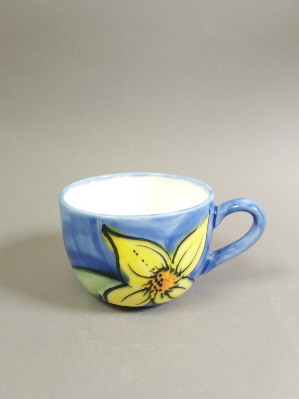 Cup - yellow flower; Studio Ceramics NZ Ltd; 1998-2004; 2017.1.95
