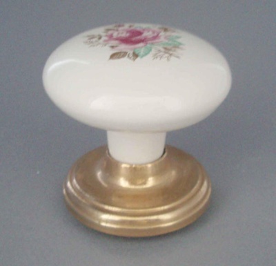 Door handle with rose - Charm pattern; Crown Lynn Technical Ceramics Limited; 1976-1989; 2008.1.690