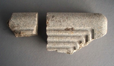 Stair edge tile fragments; Crown Lynn Technical Ceramics Limited; 1948-1960; 2009.1.1588.1-2