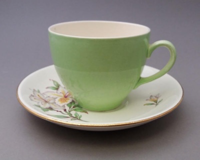 Cup and saucer - Fantasy; Crown Lynn Potteries Limited; 1950-1962; 2016.48.100