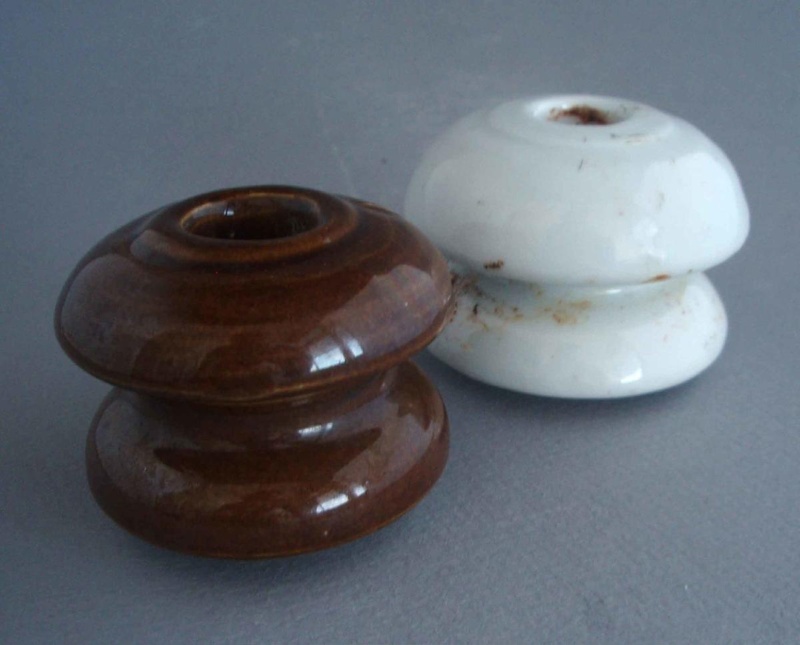 Pair of power pole insulators; Crown Lynn Technical Ceramics Limited; 1940-1980; 2010.1.13.1-2