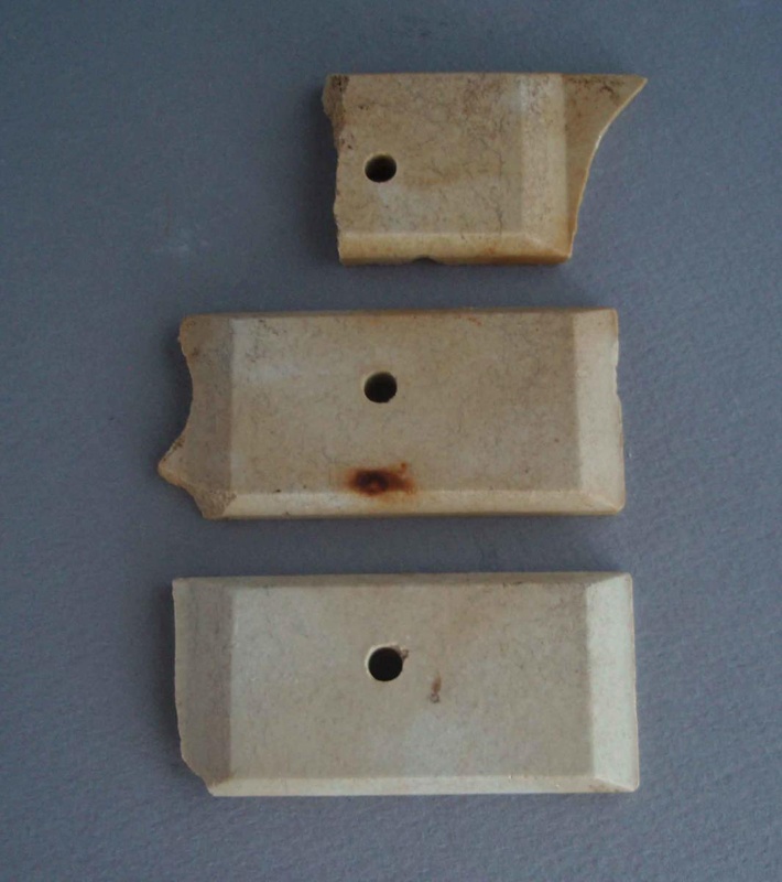 Electrical insulator tiles; Crown Lynn Technical Ceramics Limited; 1940-1980; 2010.1.26.1-3