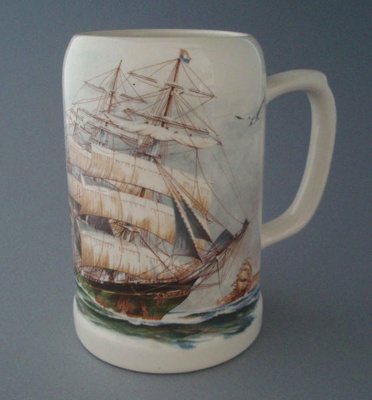 Beer stein - sailing ship; Crown Lynn Potteries Limited; 1983-1989; 2008.1.1835