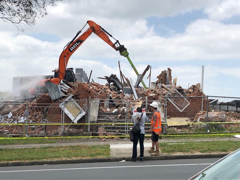 Digital photograph showing the demolition of St Andrews Community Hall; Stephen Green; 27 Nov 2019; 2019.6.9