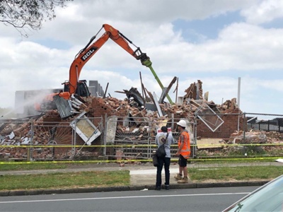 Digital photograph showing the demolition of St Andrews Community Hall; Stephen Green; 27 Nov 2019; 2019.6.9