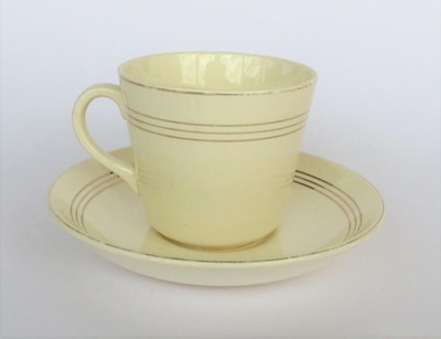 Cup and saucer - Starline pattern; Crown Lynn Potteries Limited; 1961-1965; 2016.48.93