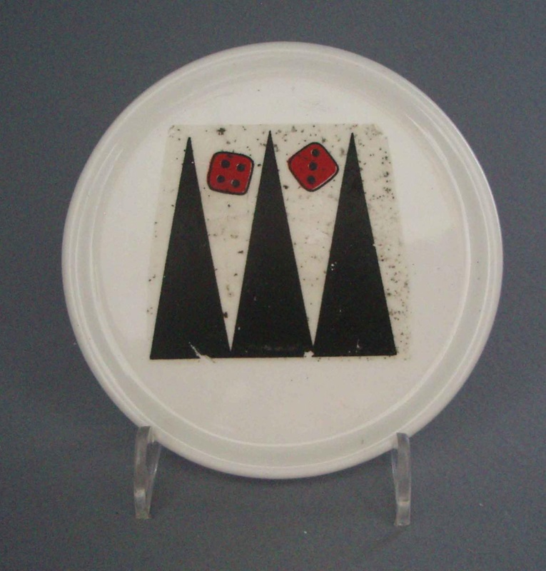 Coaster - backgammon; Crown Lynn Potteries Limited; 1988-1989; 2008.1.2621