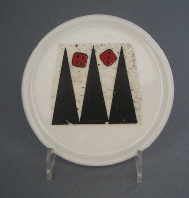 Coaster - backgammon; Crown Lynn Potteries Limited; 1988-1989; 2008.1.2621