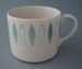 Coffee cup - Blue Tango pattern; Crown Lynn Potteries Limited; 1963-1968; 2008.1.1850