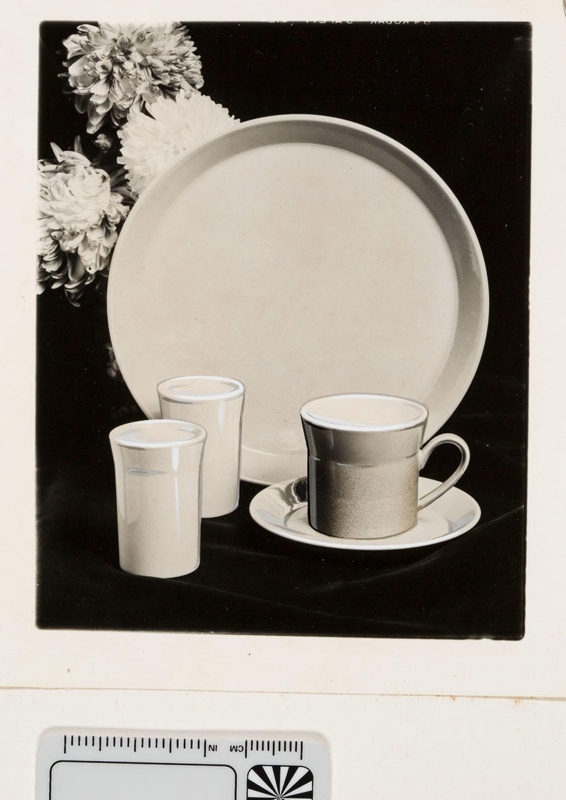 Contact proof - plain cup, saucer, shakers and plate; 2008.1.2938