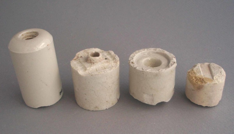 Ceramic insulators; Crown Lynn Technical Ceramics Limited; 1940-1980; 2009.1.1969.1-4
