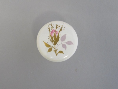 Handle or knob - Chintz bud pattern; Crown Lynn Technical Ceramics Limited; 1962-1975; 2016.6.6