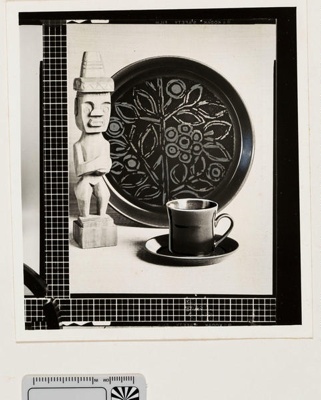 Contact proof - cup, saucer and plate in Tosca pattern; 2008.1.2932