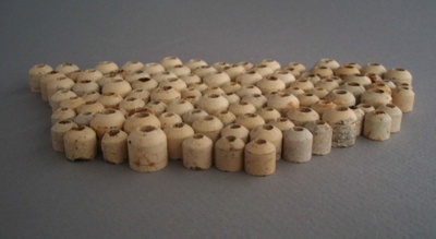 Ceramic bead insulators x 109; Crown Lynn Technical Ceramics Limited; 1940-1970; 2009.1.2009