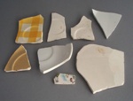 shards; Crown Lynn Potteries Limited; 1943-1989; 2009.1.1987.1-8