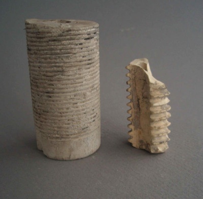 Two radiator bar fragments; Crown Lynn Technical Ceramics Limited; 1940-1970; 2009.1.2015