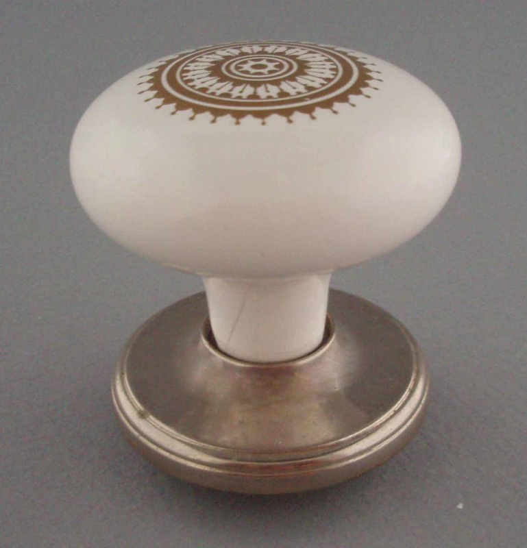 Door handle and rose - Optima pattern; Crown Lynn Technical Ceramics Limited; 1976-1989; 2008.1.679