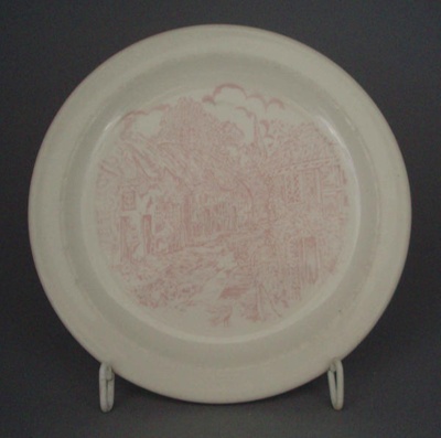 Bread and butter plate - Cottage Pink pattern; Crown Lynn Potteries Limited; 1980-1989; 2008.1.1480