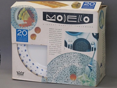 Boxed set - Trieste pattern; Crown Lynn Potteries Limited; 1988-1989; 2015.1.50.1-22