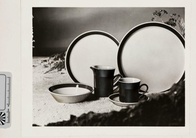 Contact proof - plain/colour banded crockery; 2008.1.2925