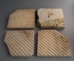 Floor tile fragments; Amalgamated Brick and Pipe Company Limited; 1930-1960; 2009.1.1596.1-4