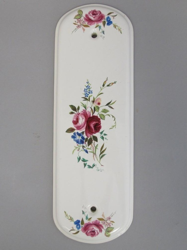 Push plate - Debonair pattern; Crown Lynn Technical Ceramics Limited; 1962-1975; 2016.6.4