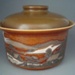 Casserole and lid - trial; Crown Lynn Potteries Limited; 1986; 2008.1.1060.1-2