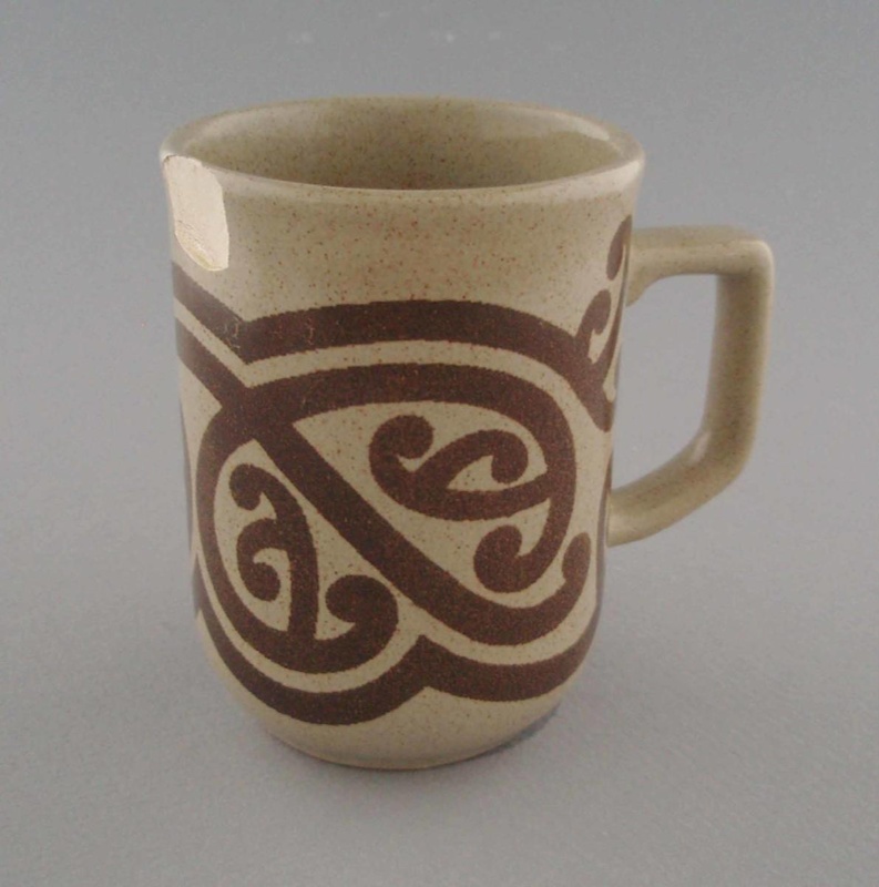 Mug- Maori motif; Titian Potteries (1965) Limited; 1978-1985; 2009.1.589