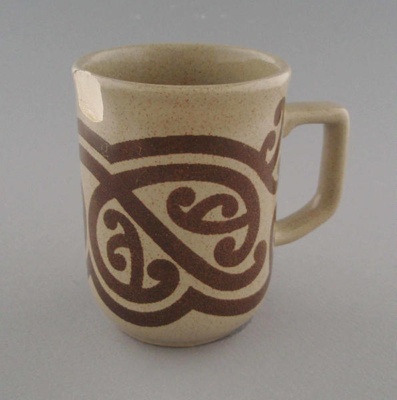 Mug- Maori motif; Titian Potteries (1965) Limited; 1978-1985; 2009.1.589