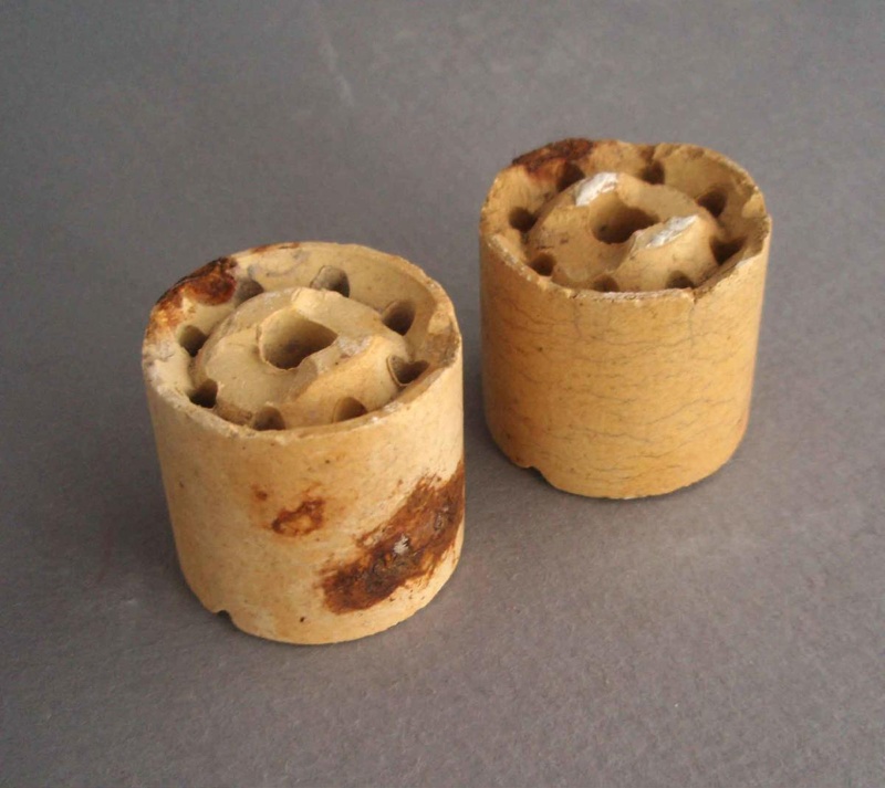Two electrical insulators; Crown Lynn Technical Ceramics Limited; 1940-1980; 2010.1.50.1-2