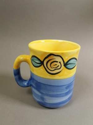 Mug - Roses pattern; Studio Ceramics NZ Ltd; 1995-2005; 2017.1.107