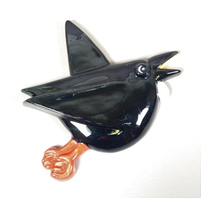 Wall plaque - Tui; Studio Ceramics NZ Ltd; 2006; 2017.1.10