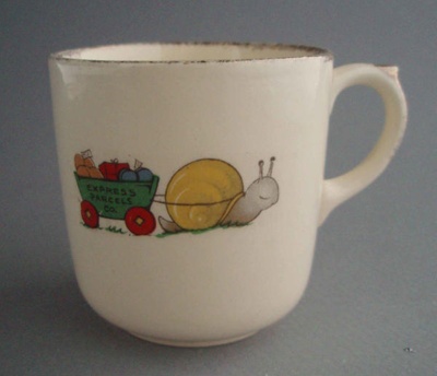 Child's cup - nursery theme; Crown Lynn Potteries Limited; 1955-1970; 2008.1.1033