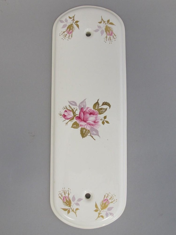 Push plate - Chintz pattern; Crown Lynn Technical Ceramics Limited; 1962-1975; 2016.6.2