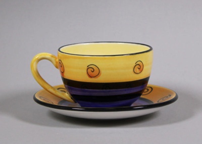 Cup and saucer - Pelorus; Studio Ceramics NZ Ltd; 1995-2017; 2017.1.153